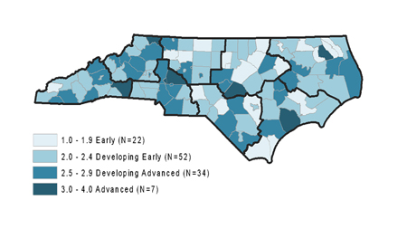 北卡罗来纳州立大学星期五研究所正在绘制每个县在数字学习方面的进展。