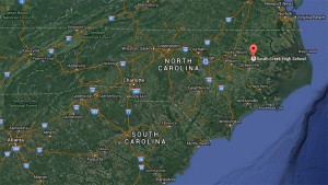 北卡罗来纳东部南溪高中的地图。