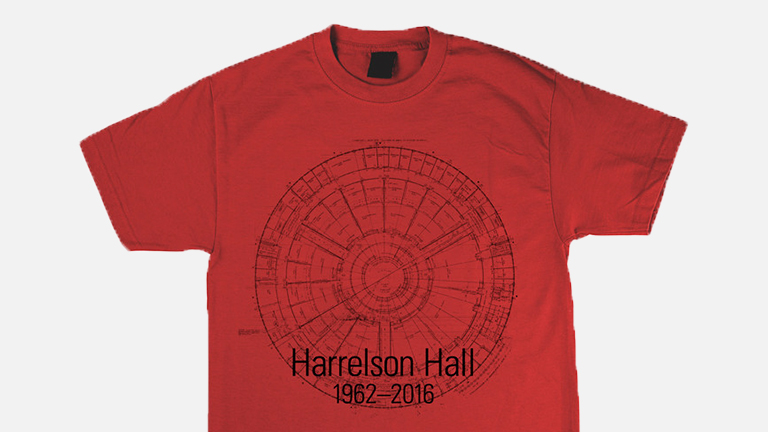 一件红色T恤，具有哈尔索森的计划。