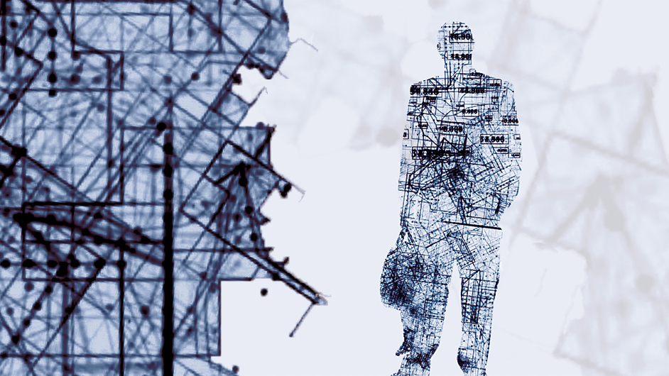 一个手持公文包的男人剪影。