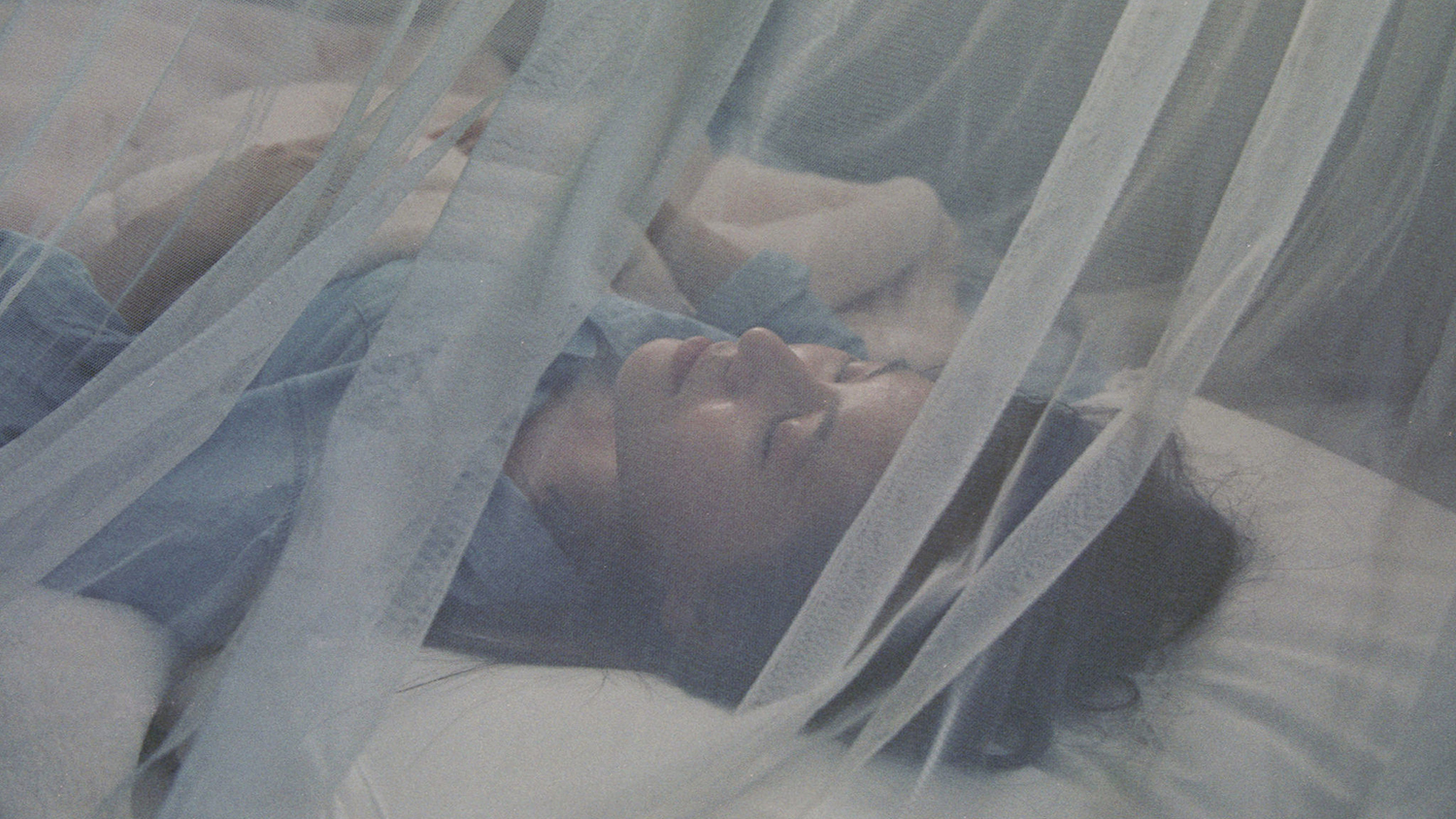 睡在蚊帐里的女人。