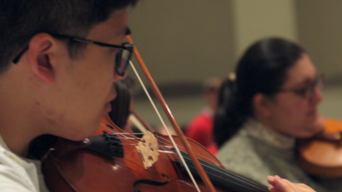 在罗利市政交响乐团演奏的小提琴手