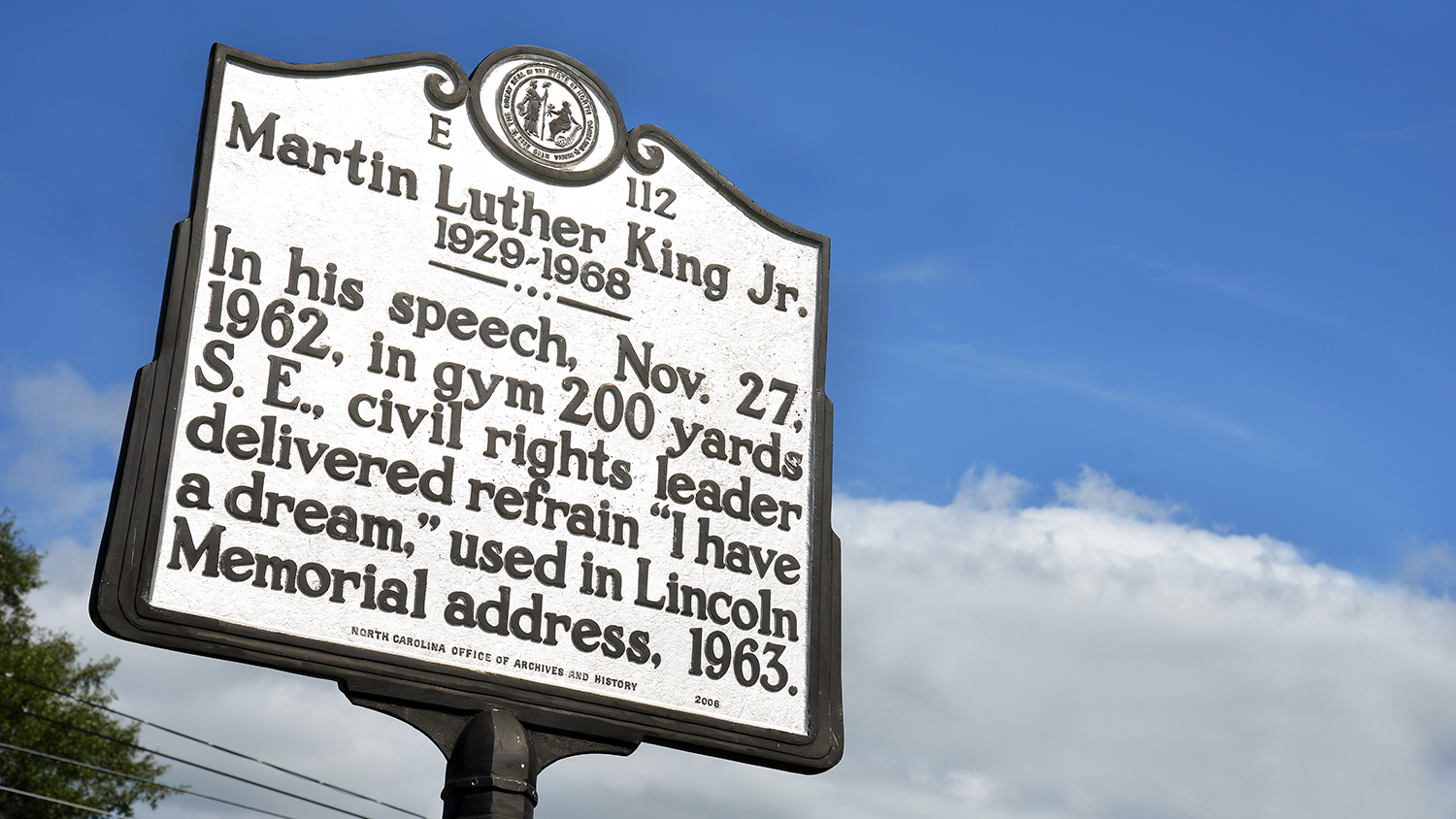 马丁·路德·金博士在落基山的演讲是北卡罗来纳州的历史标志。