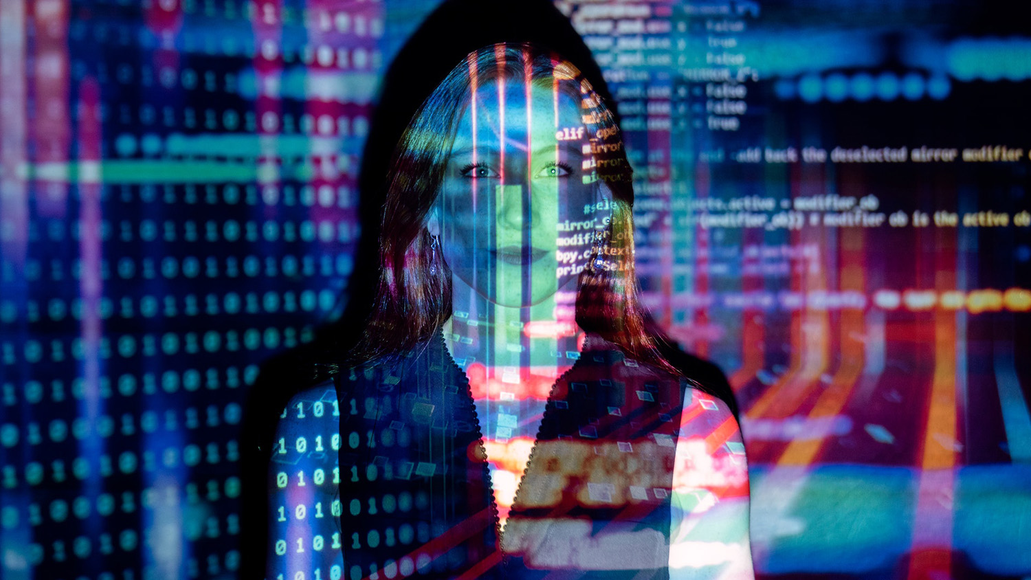 投射在人的轮廓上的代码