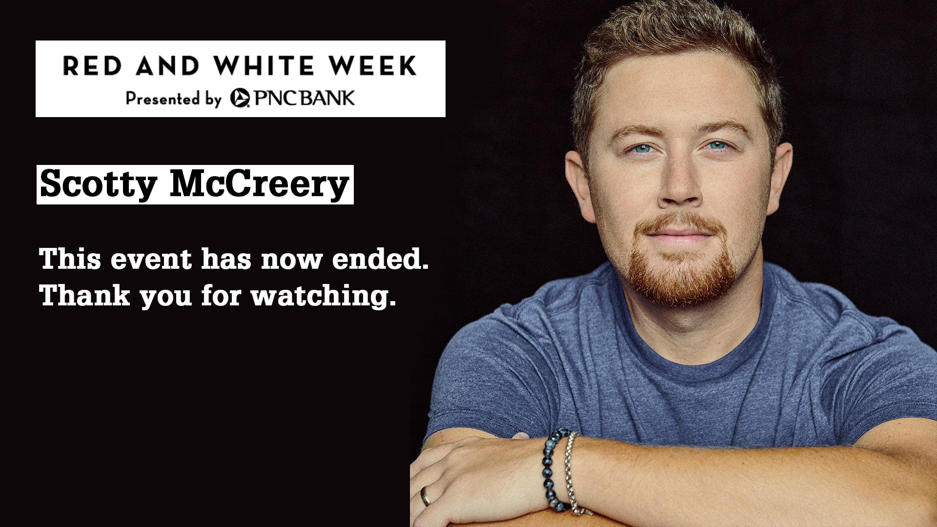 斯科特·麦克里里的肖像和他在北卡罗来纳州的音乐会的细节，这场音乐会已经结束。