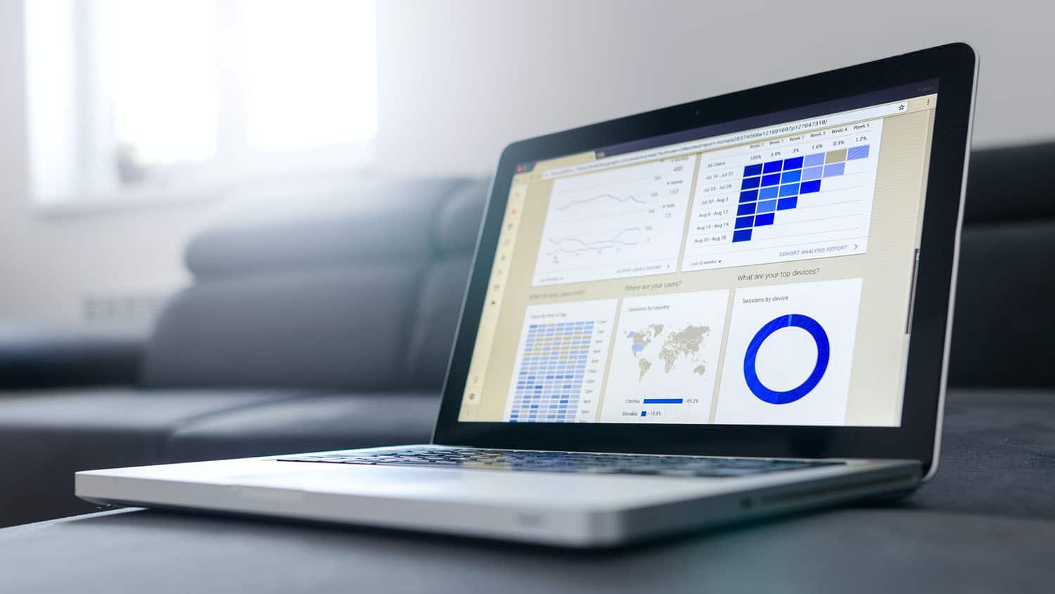 laptop showing earnings tables