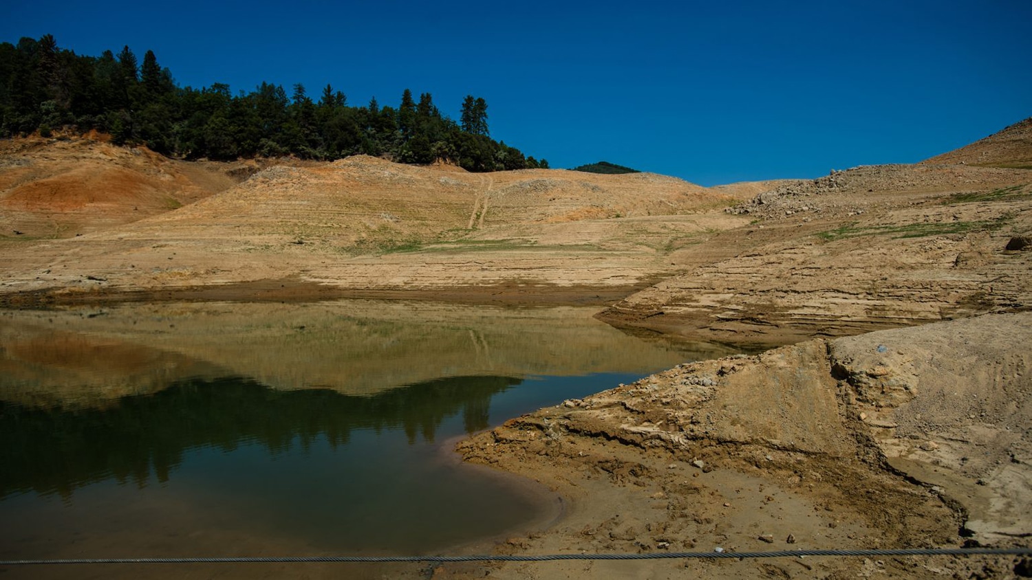 加州干旱期间的沙斯塔湖。