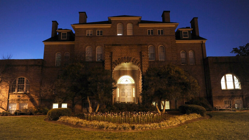 Holladay Hall at night